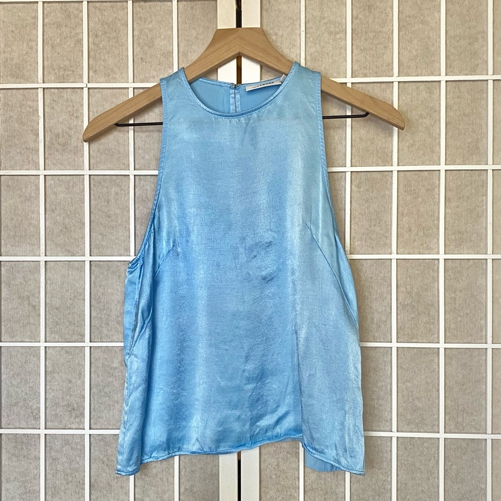 Weekday satin sky blue tank top